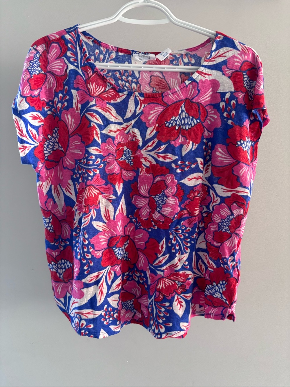 Sigrid Olsen linen floral Floral Scoop Neck Tee